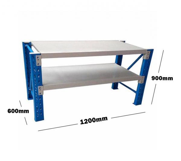 1.2M Heavy Duty Metal 2 Tier Workbench Unit Blue & White 6912BG