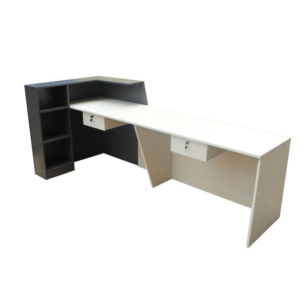 New Model White/Charcoal Reception Desk Counter 2.4M