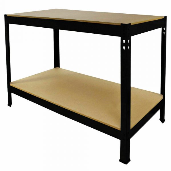 120cm Heavy Duty MDF 2 Tier Workbench Unit Black WB12K