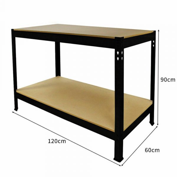 120cm Heavy Duty MDF 2 Tier Workbench Unit Black WB12K