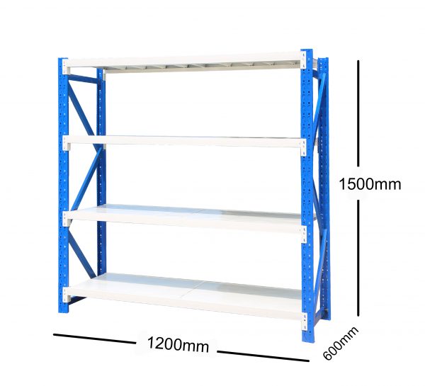 1.2M(L) x 1.5M(H) x 0.6M(D) Shelves Racking Metal Steel Blue & White 1215BG