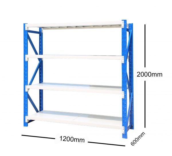 1.2M(L) x 2M(H) x 0.6M(D) Shelves Racking Metal Steel Blue & White 1220BG