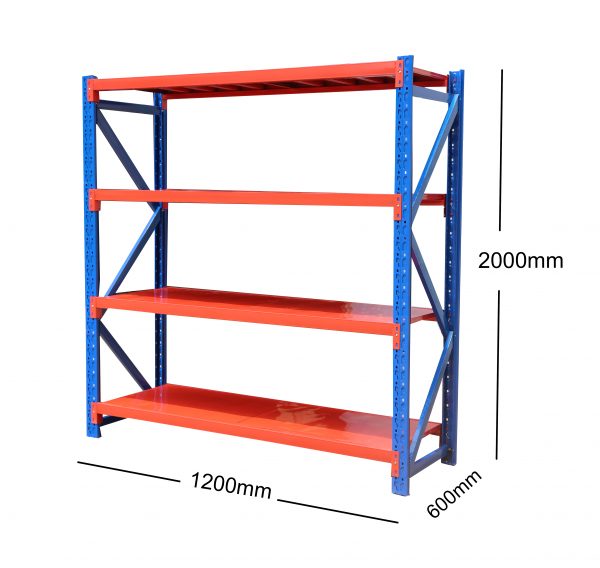 1.2M(L) x 2M(H) x 0.6M(D) Shelves Racking Metal Steel Blue & Orange 1220BO