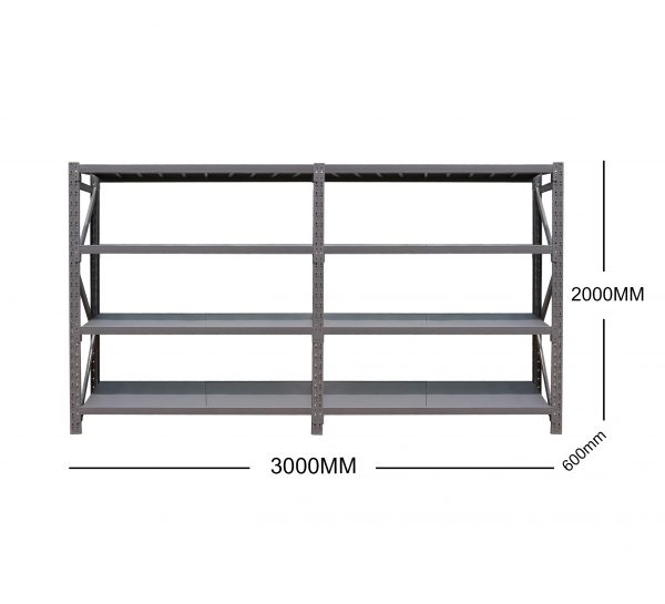 3M(L) x 2.0M(H) x 0.6M(D) Shelves Racking Metal Steel Charcoal 3020C