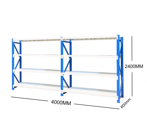 4M(L) x 2.4M(H) x 0.6M(D) Shelves Racking Metal Steel Blue & White 4024BG