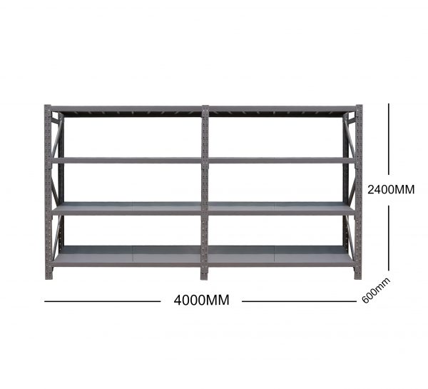 4M(L) x 2.4M(H) x 0.6M(D) Shelves Racking Metal Steel Charcoal 4024C