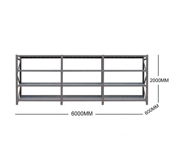 6M(L) x 2M(H) x 0.6M(D) Shelves Racking Metal Steel Charcoal 6020C