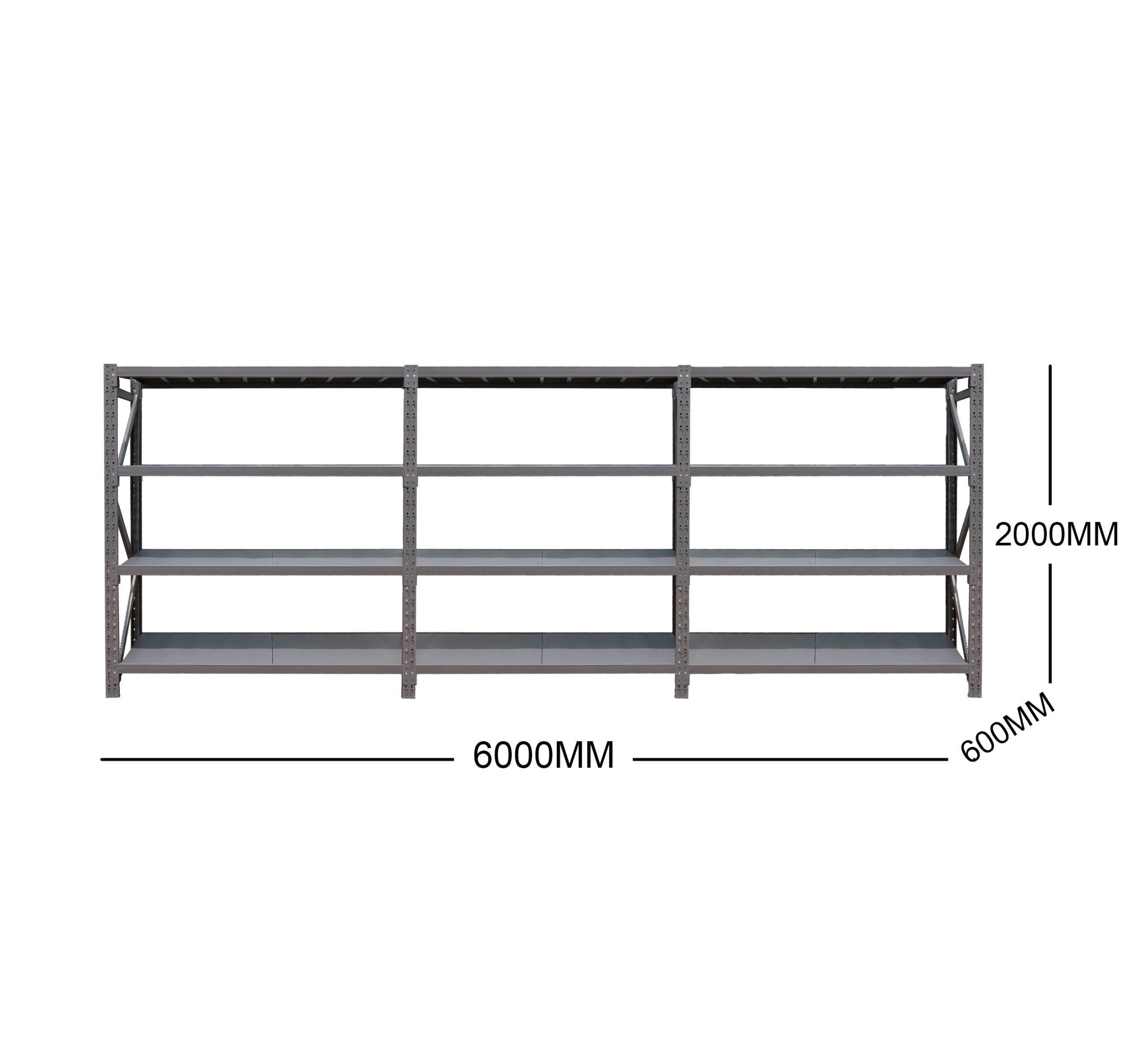 6M(L) x 2M(H) x 0.6M(D) Shelves Racking Metal Steel Charcoal 6020K
