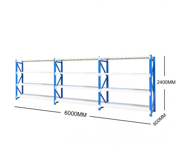 6M(L) x 2.4M(H) x 0.6M(D) Shelves Racking Metal Steel Blue & White 6024BG