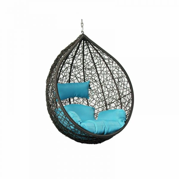 Large Black Hanging Swinging Egg Chair With Cushion (No Stand + Base)