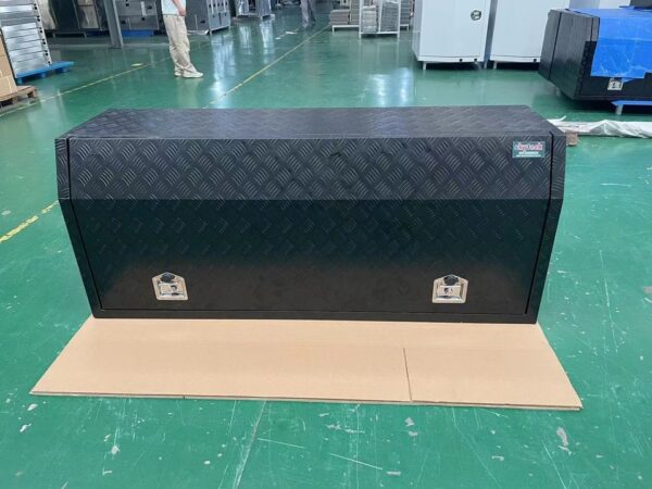 Black Aluminium Checkerplate Storage Toolbox Full Open Door 145CM