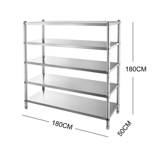180cm Stainless Steel Metal 5 Tier Shelf Kitchen Bar Freezer Storage