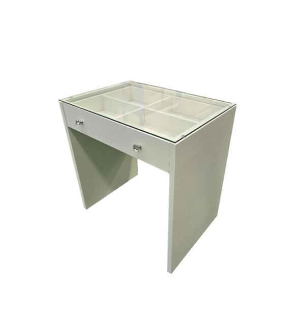 WHITE MAKE-UP DRESSER TABLE WITH 1 DRAWER & GLASS TOP TL-DS11