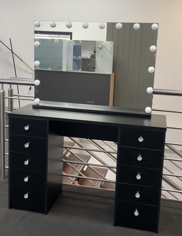 BLACK MAKE-UP DRESSER TABLE WITH LED MIRROR WITH 10 DRAWERS KL-DS07N(B) $418.00