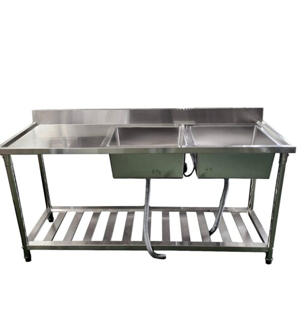 180CM X 60CM Double Right Stainless Sink With 120mm Splashback